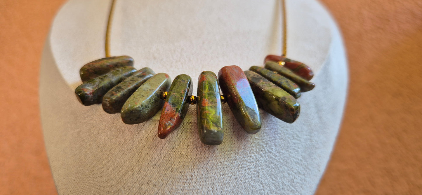 Collier unakite & hématite dorée