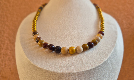 Collier Mookaite & hématite dorée