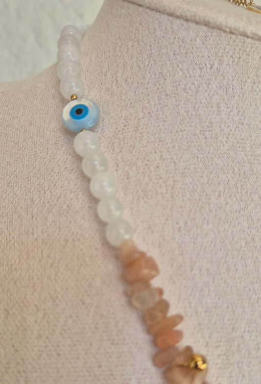 Collier pierre de soleil & oeil Grec