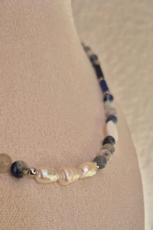 Collier lapis-lazuli & perles