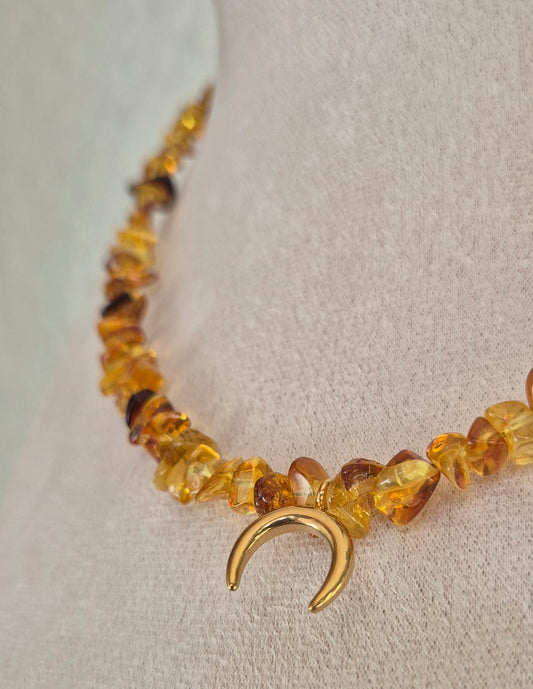 Collier ambre & lune