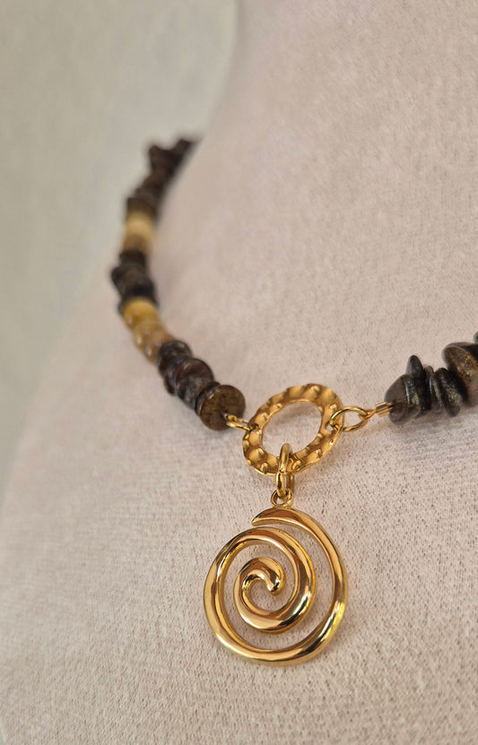 Collier bronzite & oeil de tigre