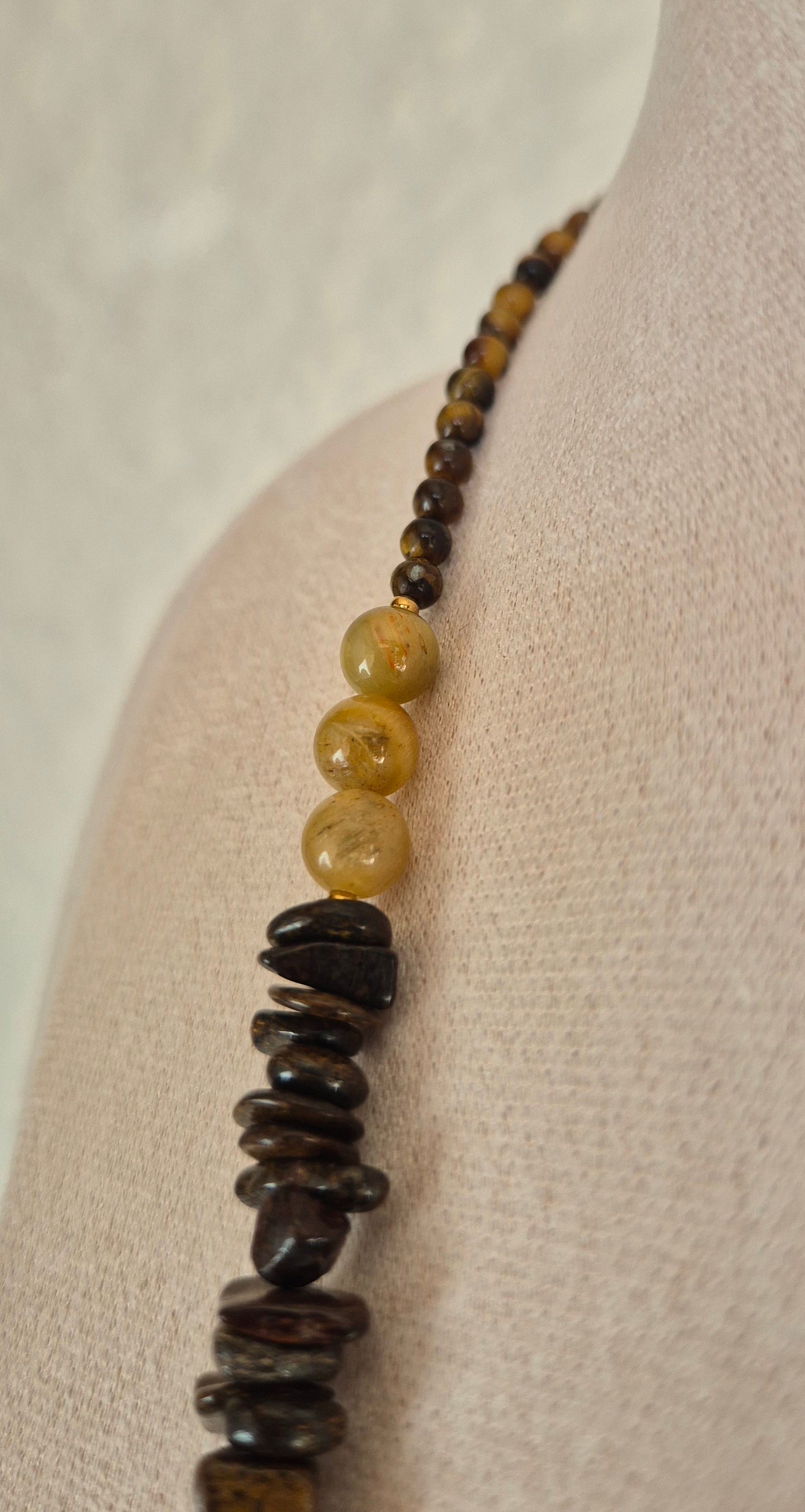 Collier bronzite & oeil de tigre