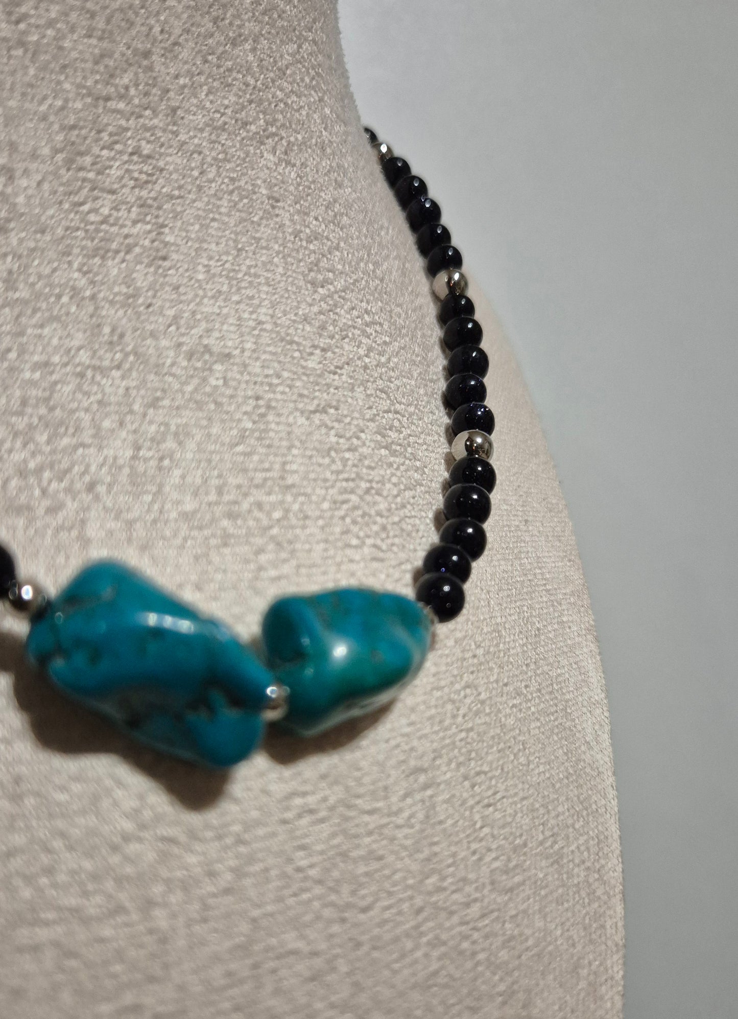 Collier Blue Goldstone & turquoise