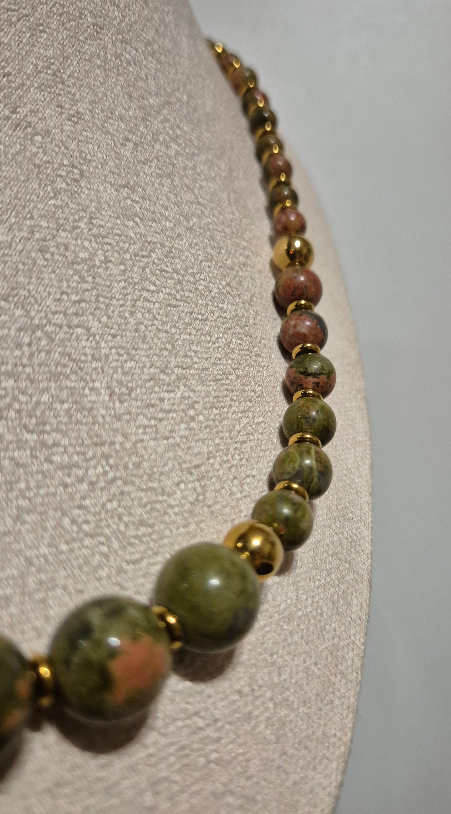 Collier unakite - perles variées