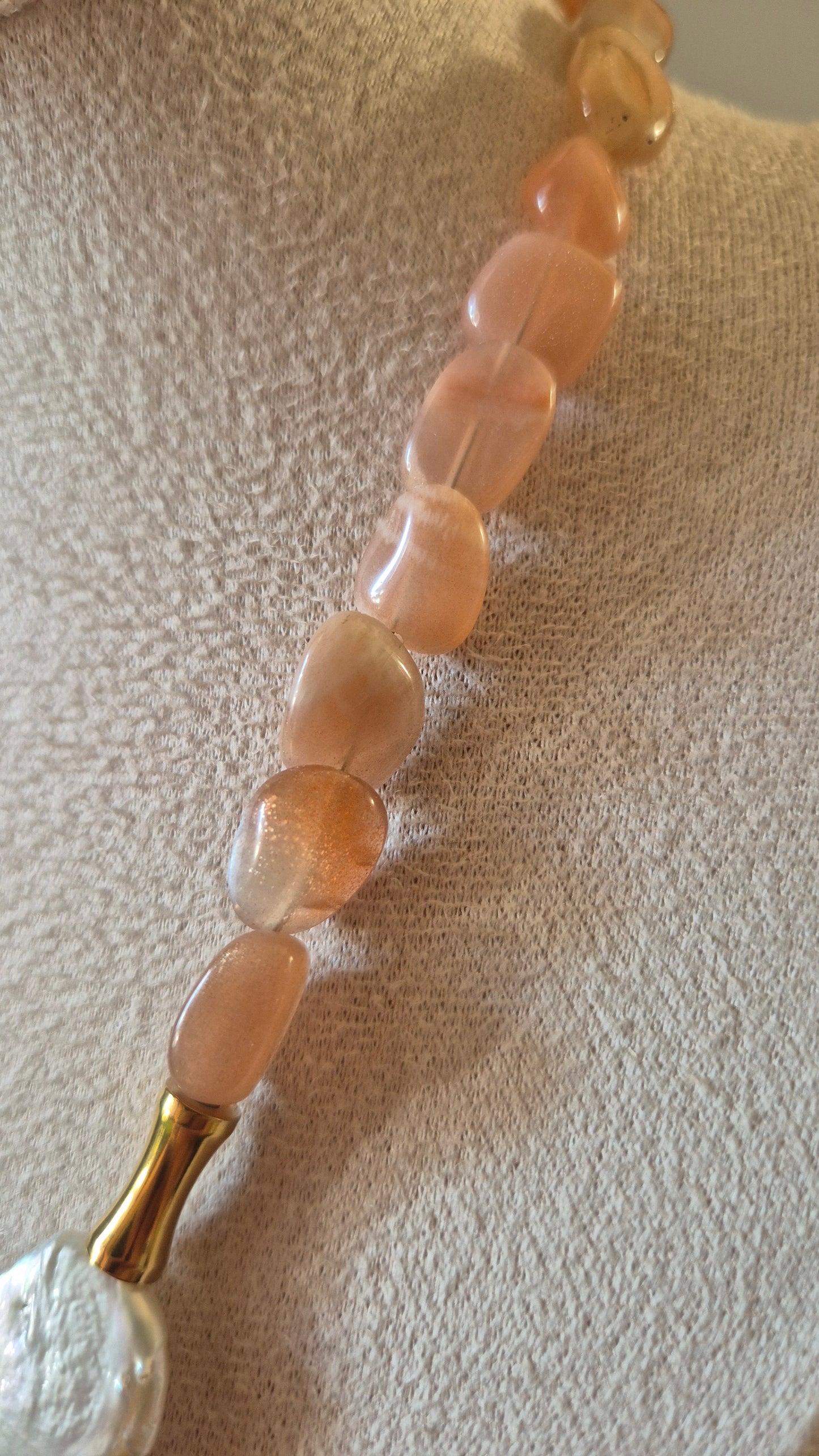 Collier quartz doré & pierre de soleil