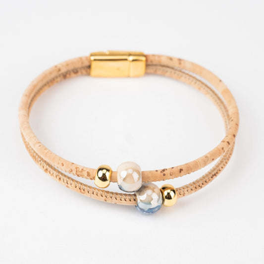 Bracelet double tour en liège naturel