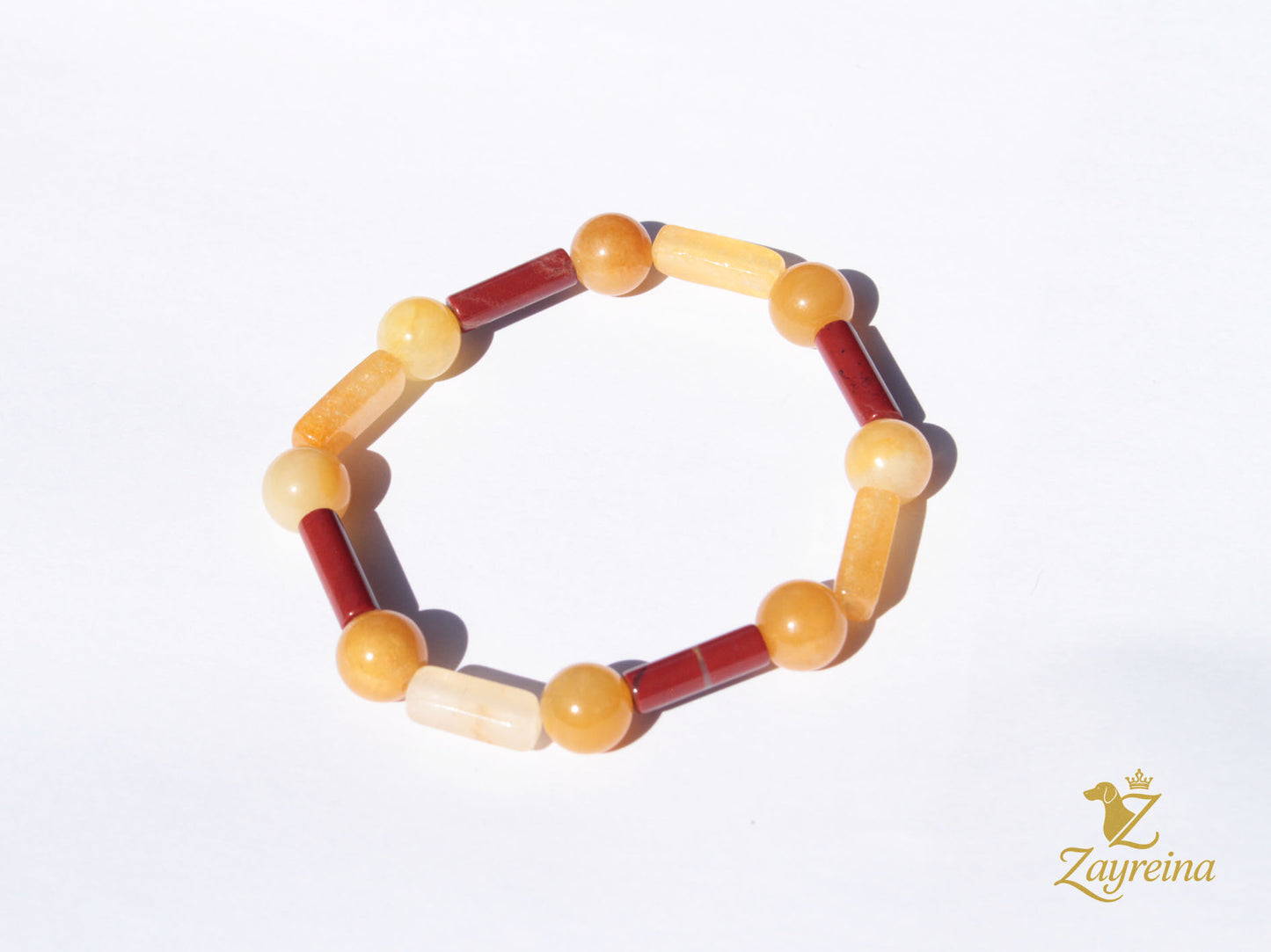 Bracelet en jade jaune et rouge