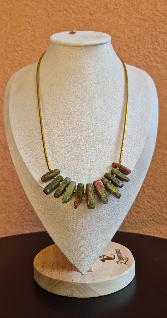 Collier unakite & hématite dorée