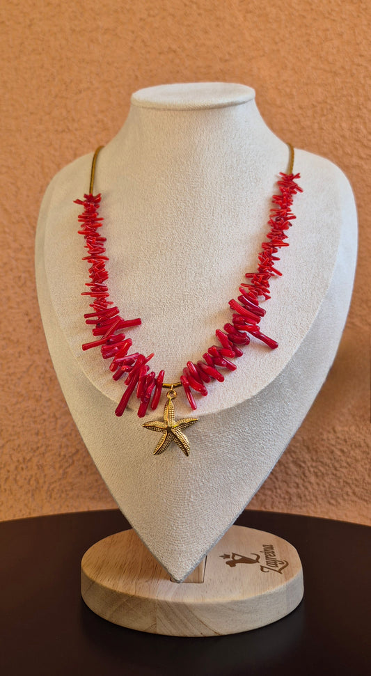 Collier hématite et bambou rouge