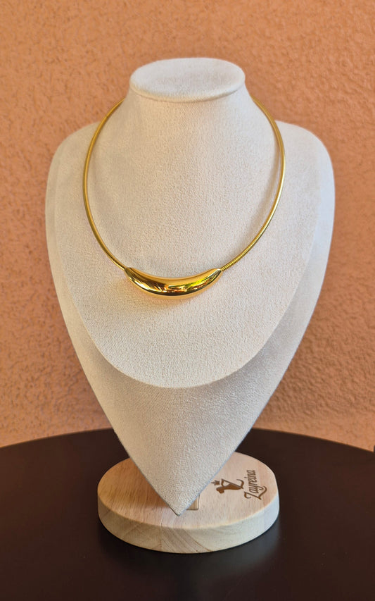 Collier court acier doré