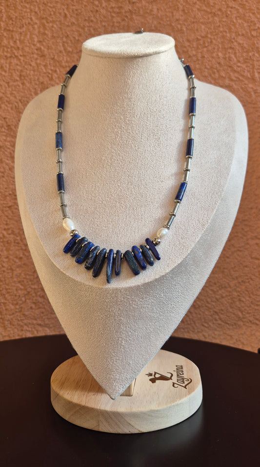 Collier lapis-lazuli & hématite