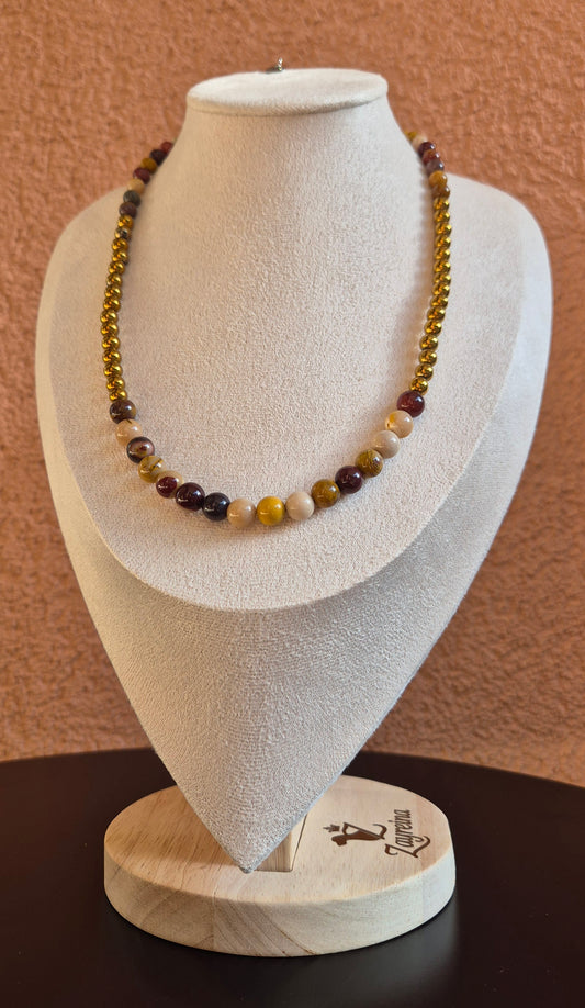 Collier Mookaite & hématite dorée