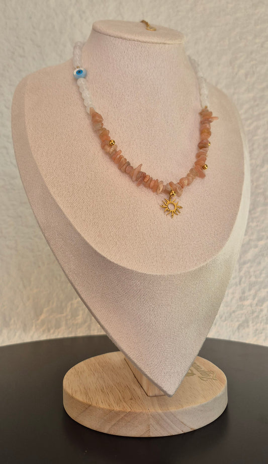 Collier pierre de soleil & oeil Grec