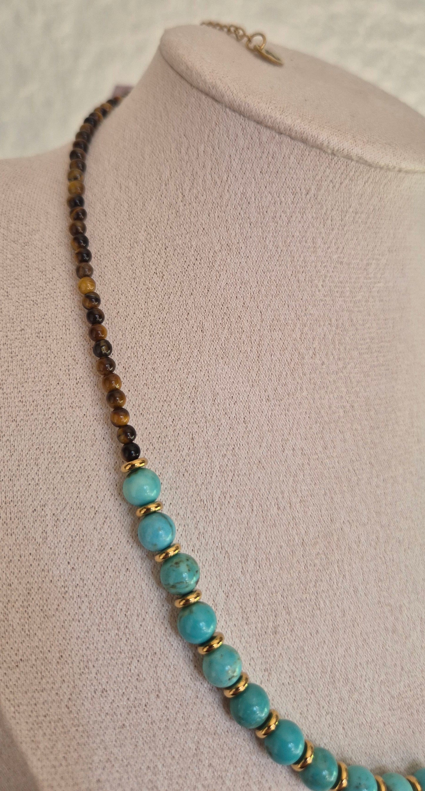 Collier turquoise & oeil de tigre