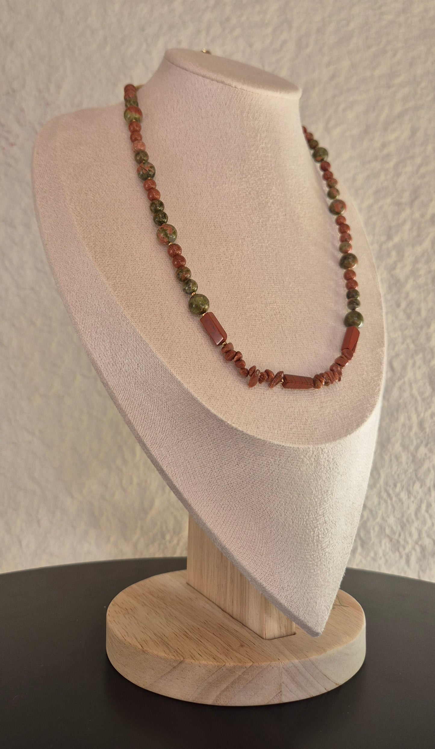 Collier unakite & jaspe rouge