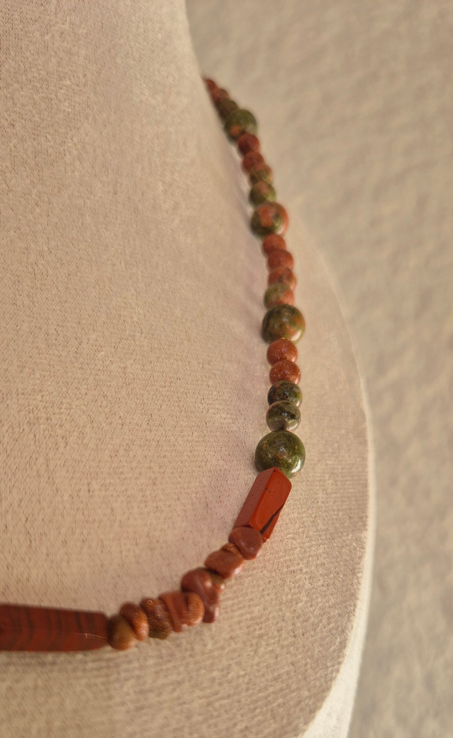 Collier unakite & jaspe rouge