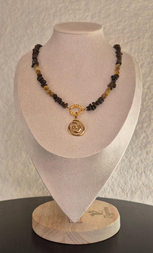Collier bronzite & oeil de tigre