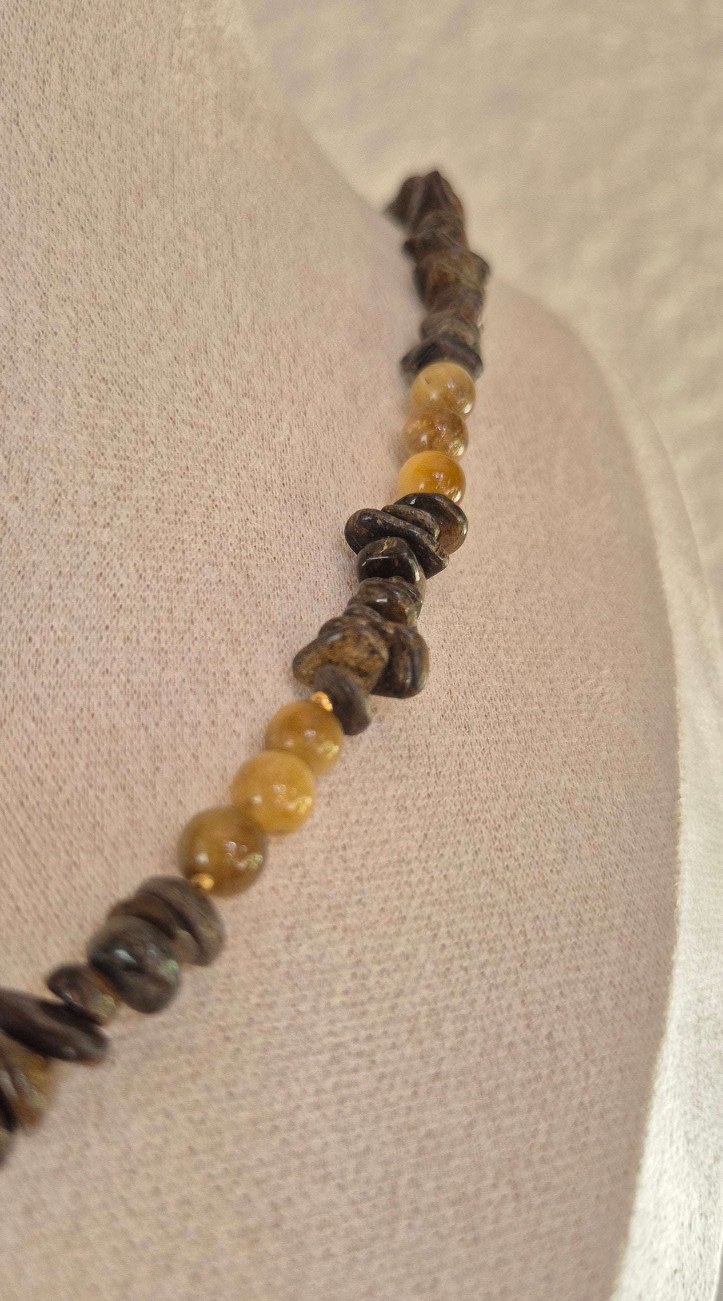 Collier bronzite & oeil de tigre