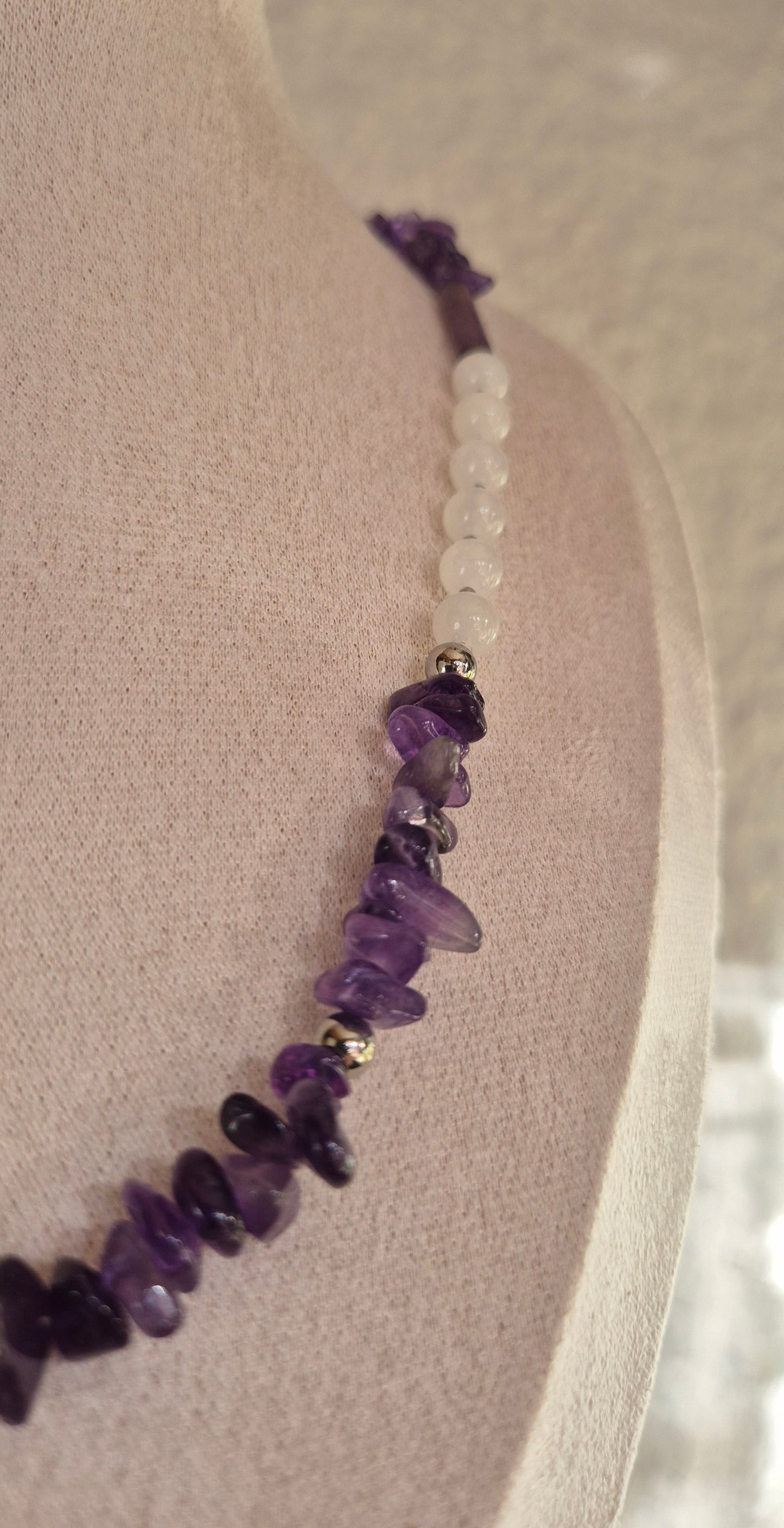 Collier améthyste et fleur de nacre