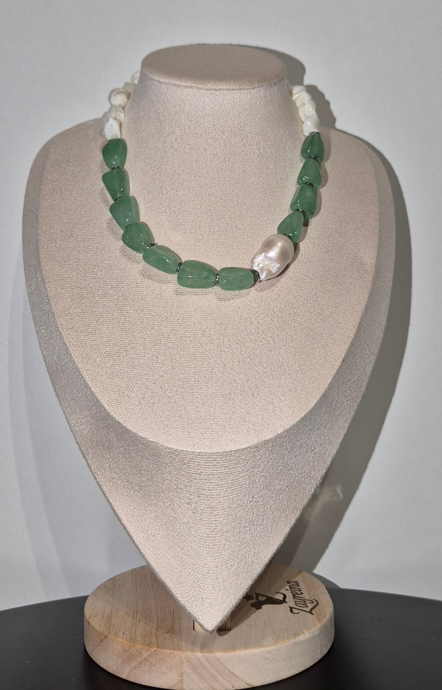 Collier aventurine verte & coquillage