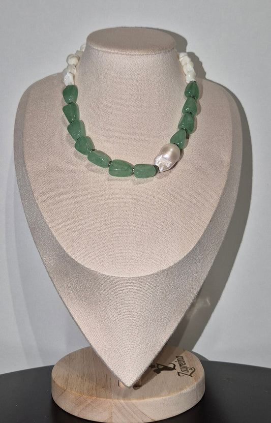 Collier aventurine verte & coquillage