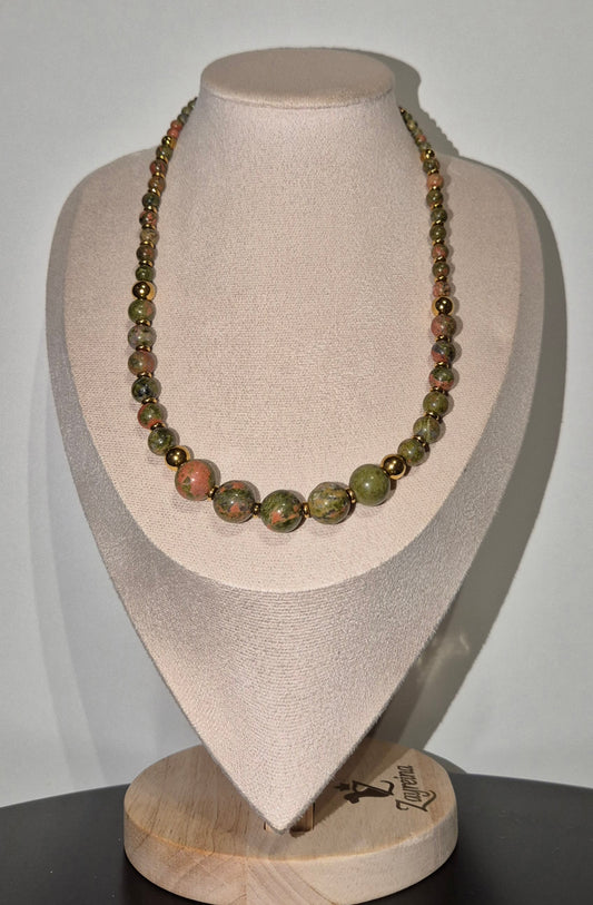 Collier unakite - perles variées