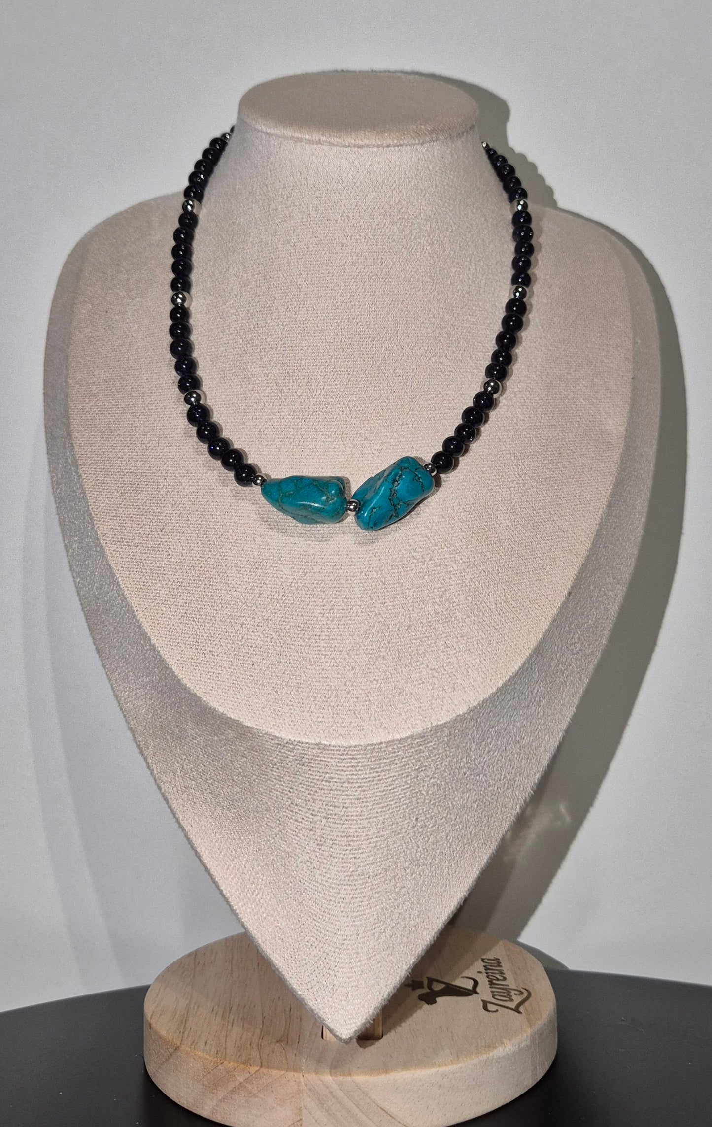 Collier Blue Goldstone & turquoise