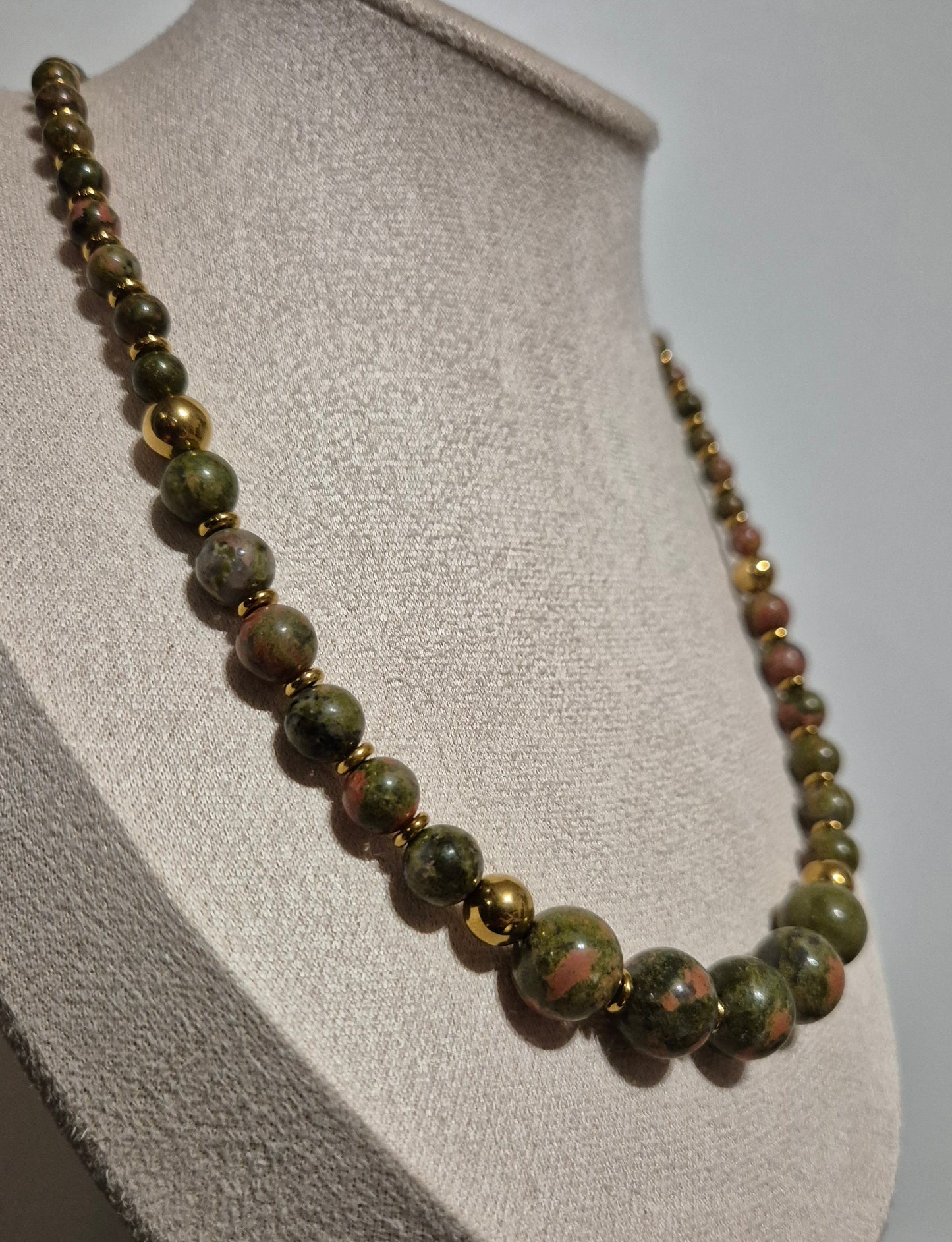 Collier unakite - perles variées