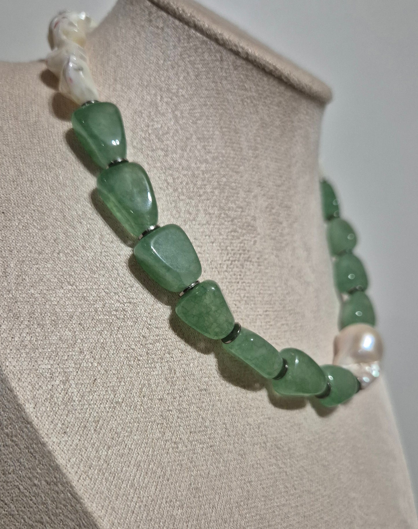 Collier aventurine verte & coquillage