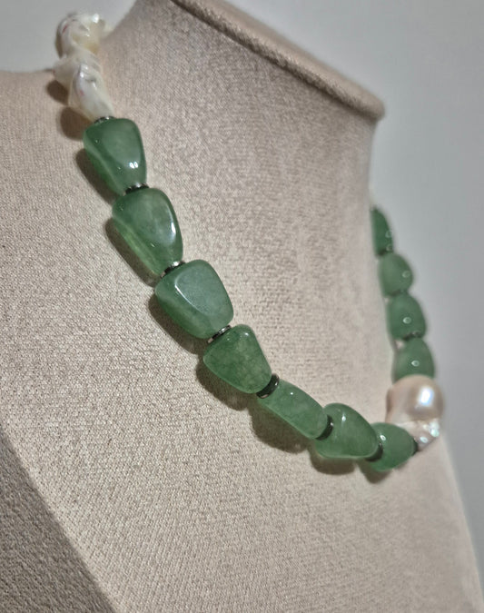Collier aventurine verte & coquillage