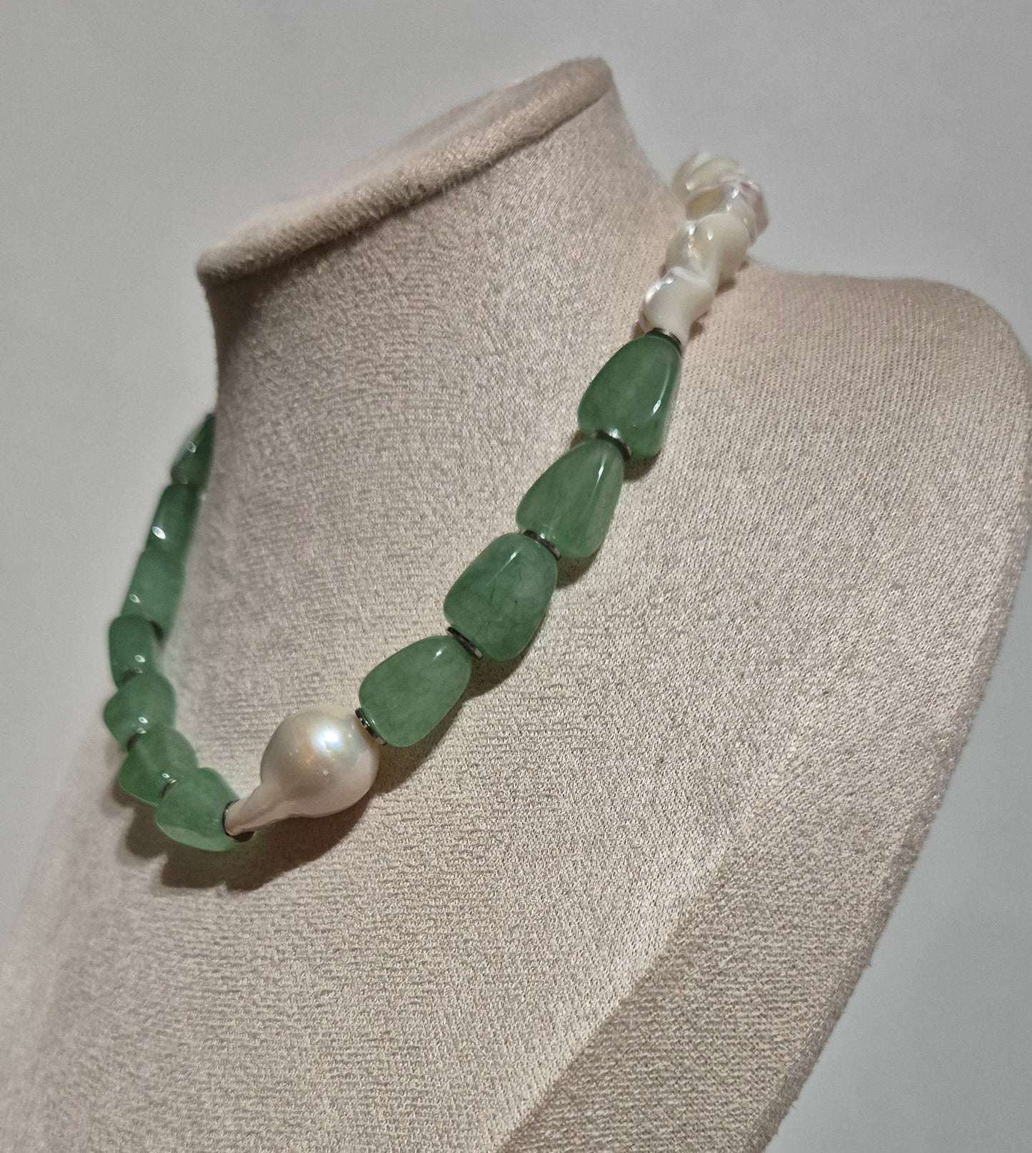 Collier aventurine verte & coquillage