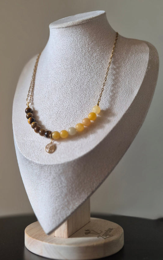 Collier oeil de tigre & jaspe jaune