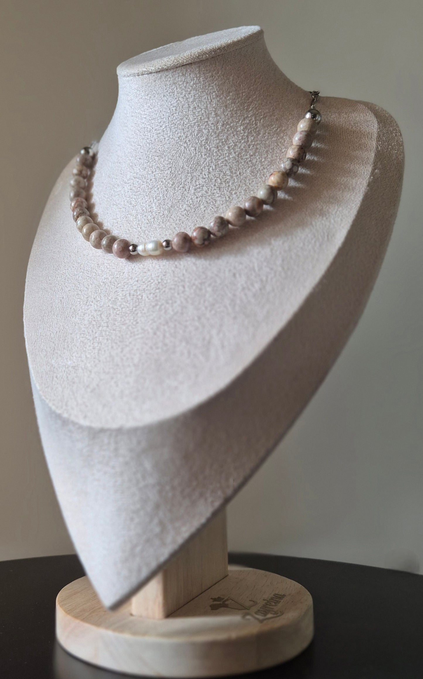 Collier chrysanthème & perle naturelle