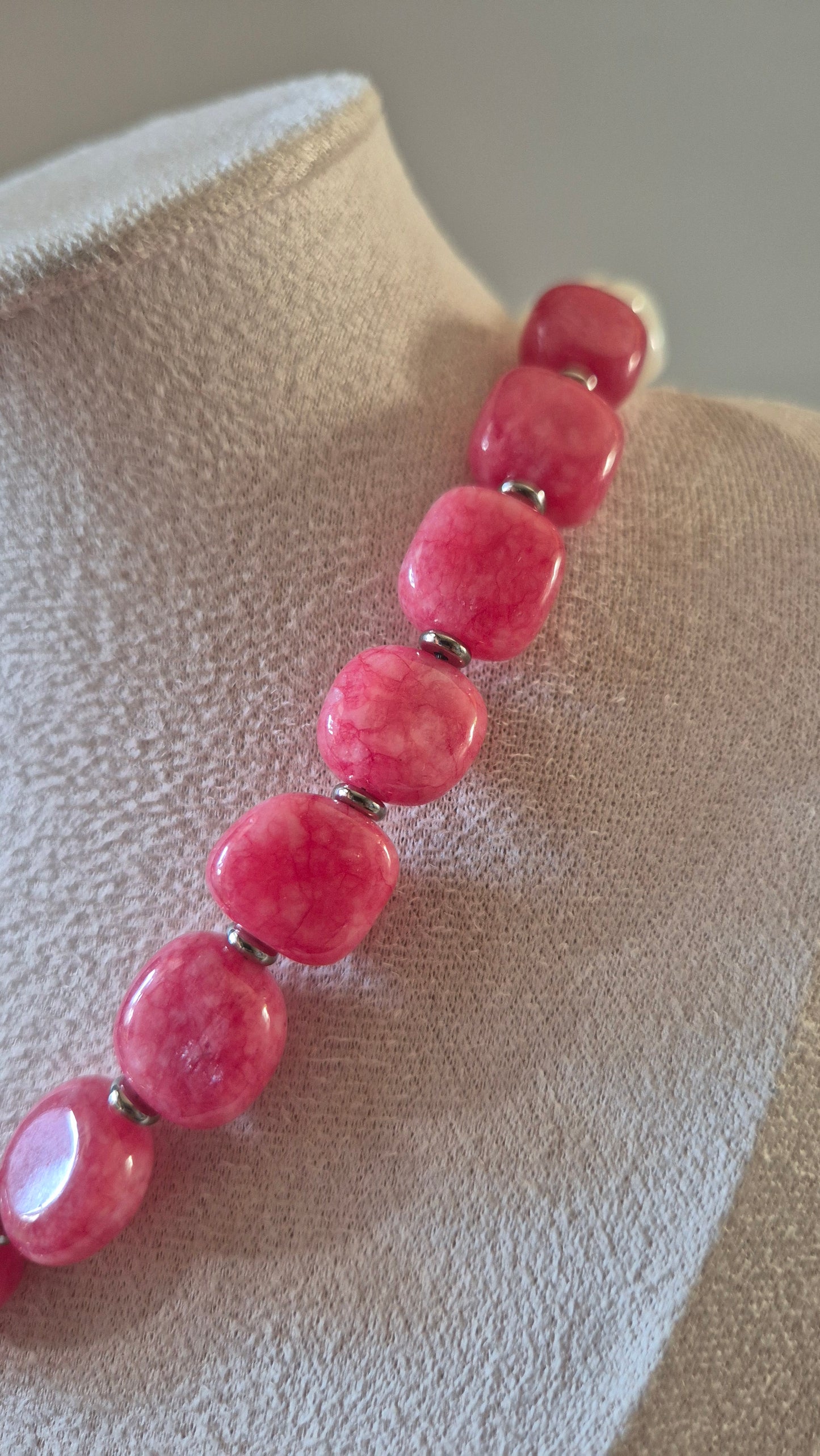 Collier rhodochrosite & coquillage