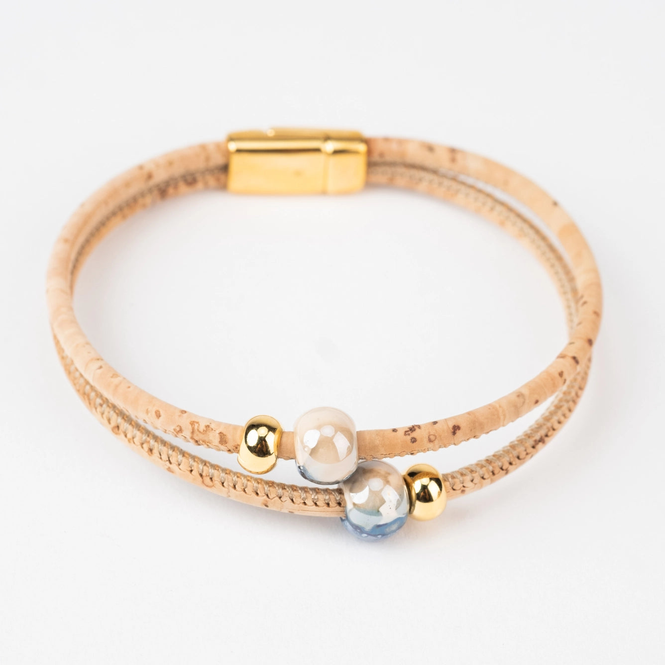 Bracelet double tour en liège naturel