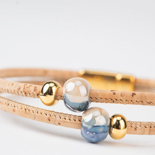 Bracelet double tour en liège naturel
