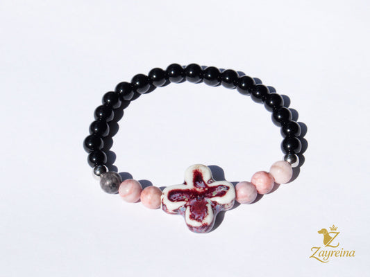 Bracelet élastique avec jaspe rose