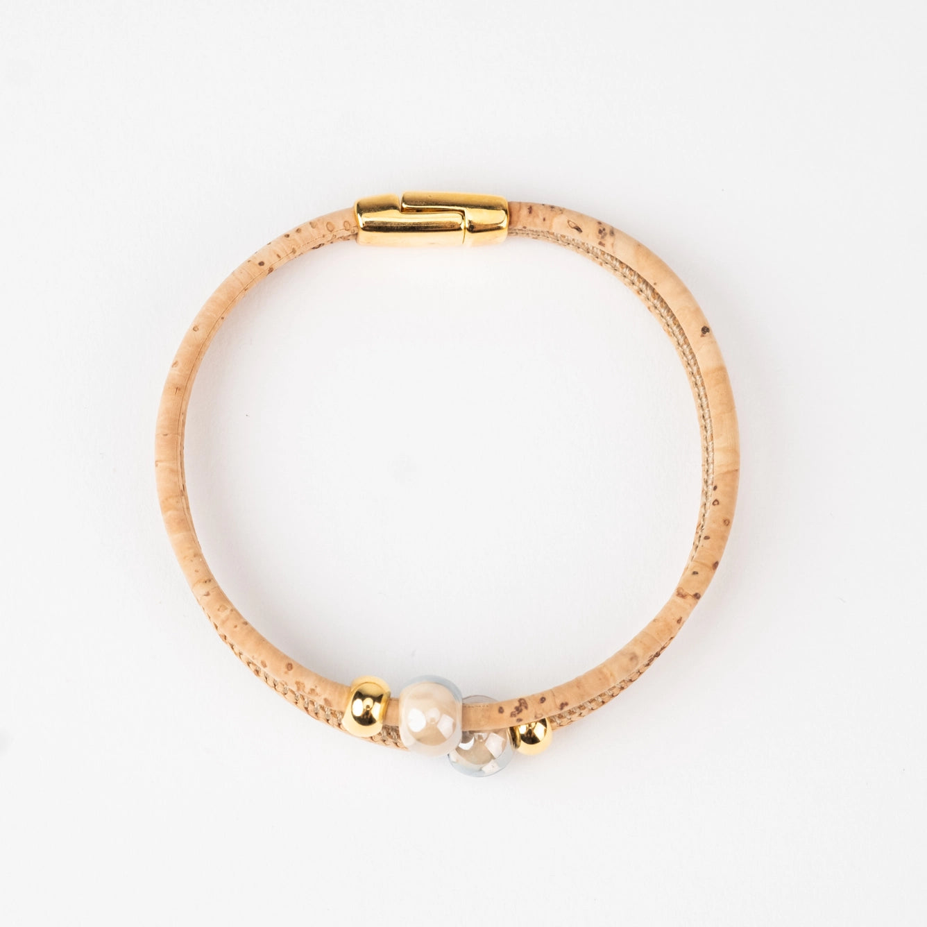 Bracelet double tour en liège naturel