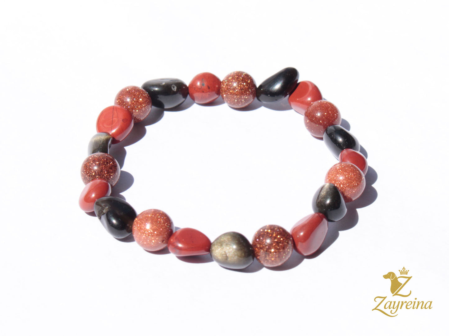 Bracelet en obsidienne et jaspe rouge