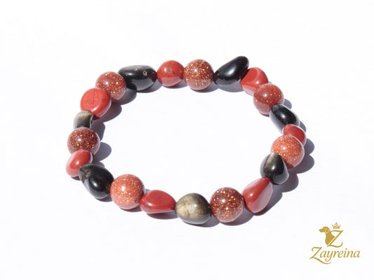 Bracelet en obsidienne et jaspe rouge