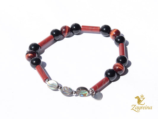 Bracelet jaspe rouge et œil de tigre rouge