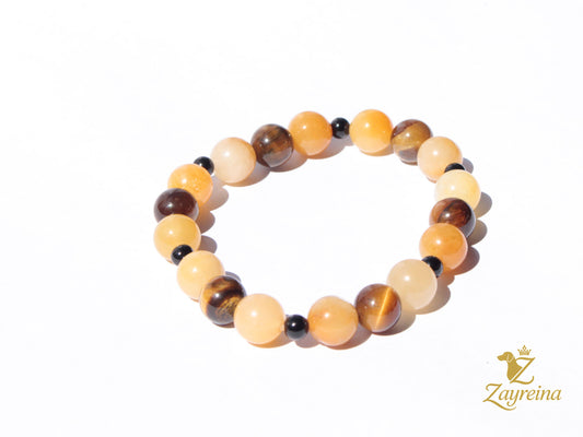 Bracelet jade jaune et œil de tigre