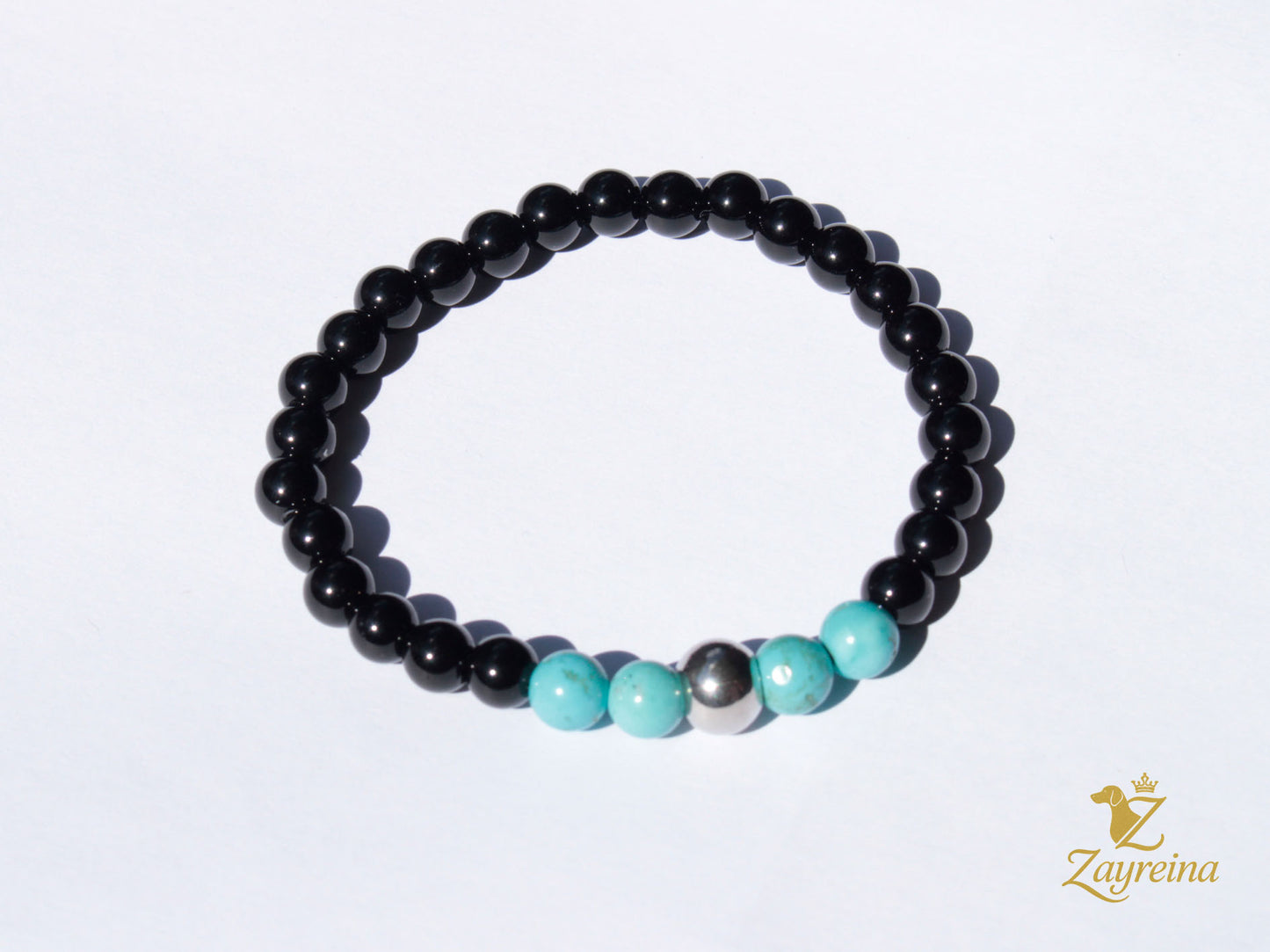 Bracelet en agate noire et turquoise