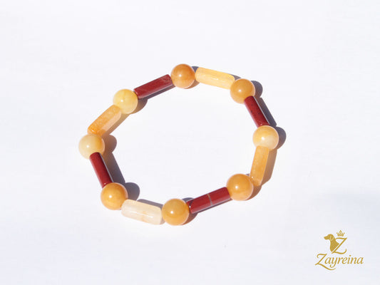 Bracelet en jade jaune et rouge