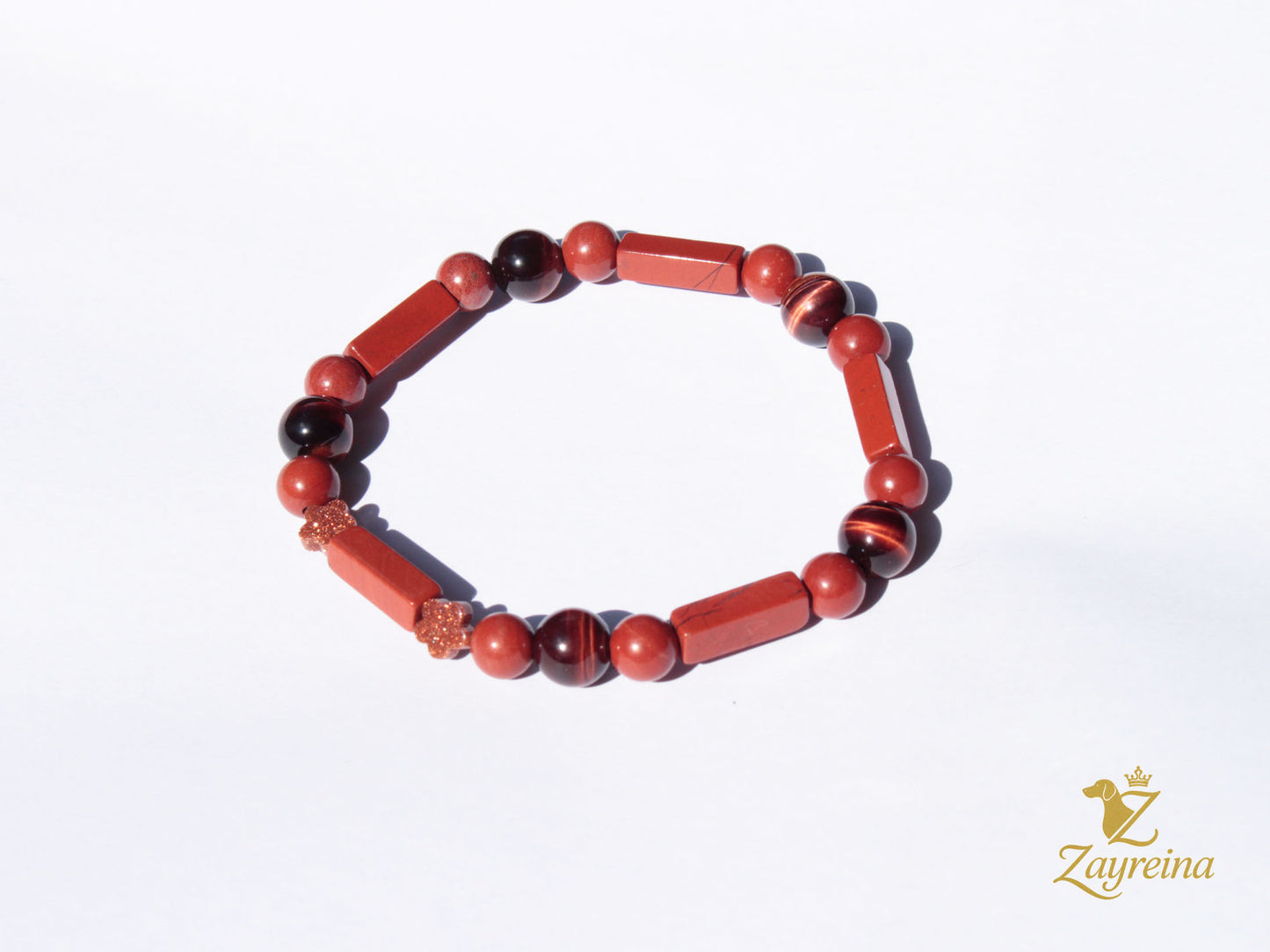 Bracelet jade et œil de tigre rouge