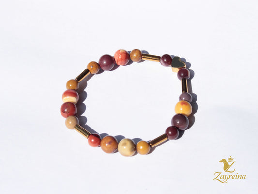 Bracelet en mookaite avec cœur
