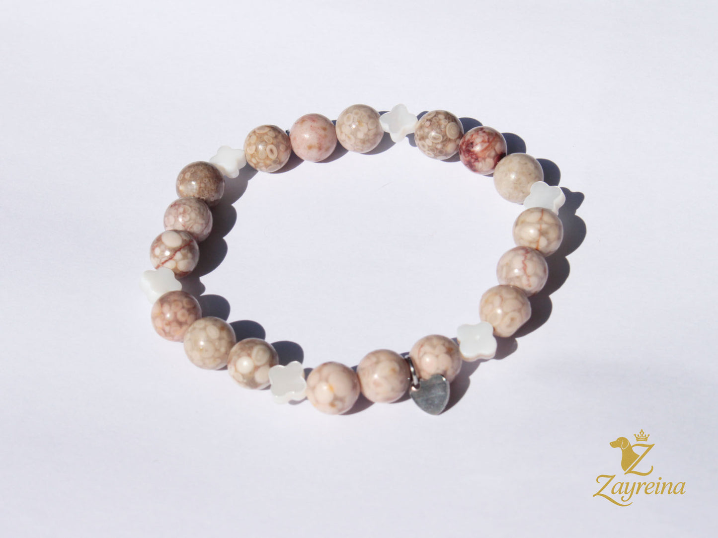 Bracelet en chrysanthème avec détails en coquillage naturel
